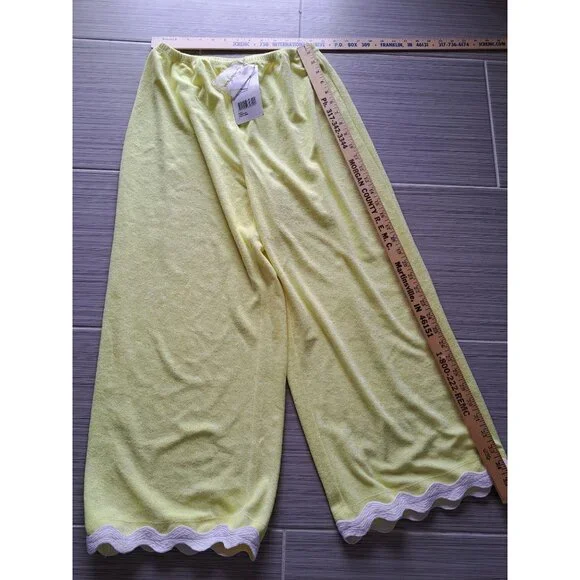 New Jordan Set Terry Lemon Crop Top & Pants Elastic Waist Rickrack Details Large - Picture 6 of 9